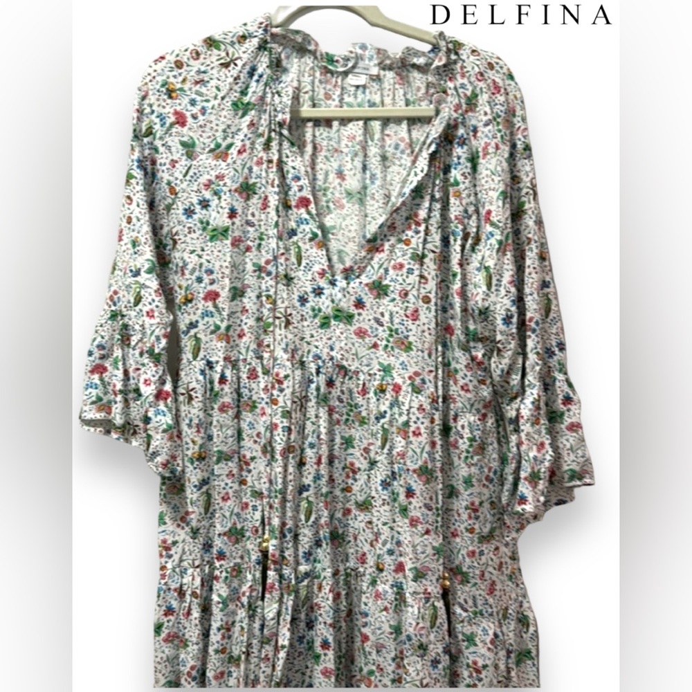 SMALL Delfina Swim Floral Print Dress 100% VISCOSE